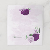 Paarse bloemen groen bruiloft plaatskaartje (Buitenkant ongevouwen)