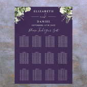 Paarse Bloemen Groen Bruiloft Zitkaarten Poster