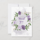 Paarse bloemen groen gouden krans bedankkaart (Voorkant)