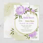 paarse bloemen, groen met vrijgezellenfeest kaart (Voorkant / Achterkant)