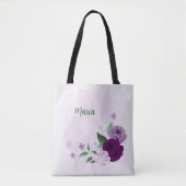 paarse bloemen groen tote bag (Voorkant)