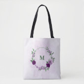 paarse bloemen groen tote bag (Voorkant)