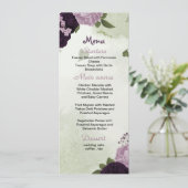 paarse bloemen groen trouwmenu menu (Staand voorkant)