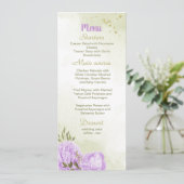 paarse bloemen groen voor bruiloft menu (Staand voorkant)