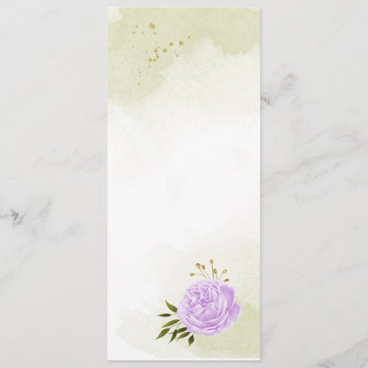 paarse bloemen groen voor bruiloft menu (Achterkant)