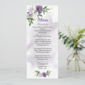 paarse bloemen groen voor bruiloft menu (Staand voorkant)