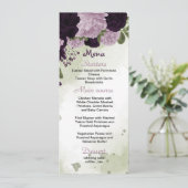 paarse bloemen groen voor bruiloft menu (Staand voorkant)