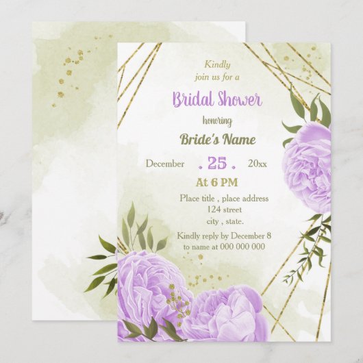 paarse bloemen groen vrijgezellenfeest kaart (Voorkant / Achterkant)