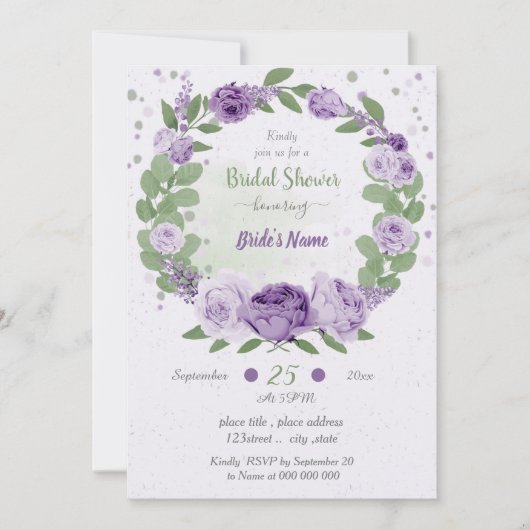  paarse bloemen groen vrijgezellenfeest kaart (Voorkant)