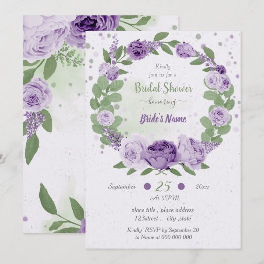 paarse bloemen groen vrijgezellenfeest kaart (Voorkant / Achterkant)