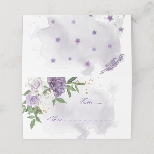 paarse bloemen groene bladeren botanisch plaatskaartje (Buitenkant ongevouwen)