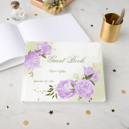  paarse bloemen groene bladeren botanische gastenboek