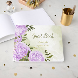  paarse bloemen groene bladeren botanische gastenboek