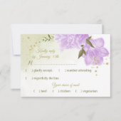 paarse bloemen groene bladeren botanische RSVP kaartje (Voorkant)