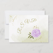 paarse bloemen groene bladeren botanische RSVP kaartje (Achterkant)