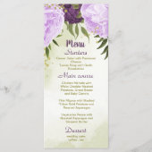 paarse bloemen groene bladeren bruiloft menu (Voorkant)