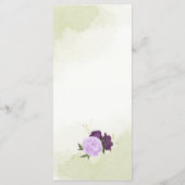 paarse bloemen groene bladeren bruiloft menu (Achterkant)