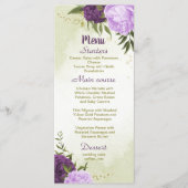 paarse bloemen groene bladeren bruiloft menu (Voorkant)