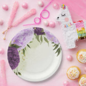 paarse bloemen groene bladeren bruiloft papieren bordje (Feest)