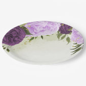 paarse bloemen groene bladeren bruiloft papieren bordje (Gekanteld)