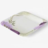 paarse bloemen groene bladeren bruiloft papieren bordje (Gebogen)