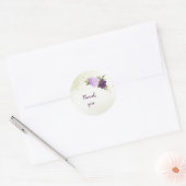 paarse bloemen groene bladeren bruiloft ronde sticker (Envelop)
