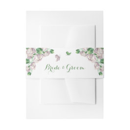 paarse bloemen groene bladeren bruiloft uitnodigingen wikkel