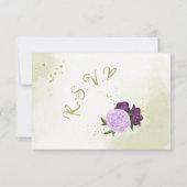 Paarse bloemen groene bladeren RSVP kaartje (Achterkant)