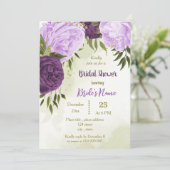 Paarse bloemen groene bladeren vrijgezellenfeest kaart (Staand voorkant)