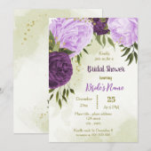 Paarse bloemen groene bladeren vrijgezellenfeest kaart (Voorkant / Achterkant)