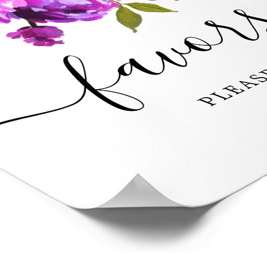 Paarse Bloemen & Groene Shower Favor Bord Poster (Hoek)