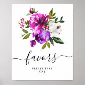 Paarse Bloemen & Groene Shower Favor Bord Poster (Voorkant)