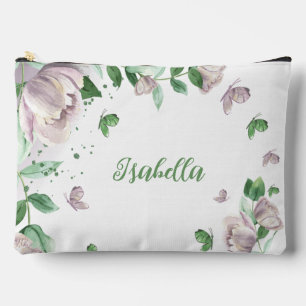 paarse bloemen groene vlinders etui