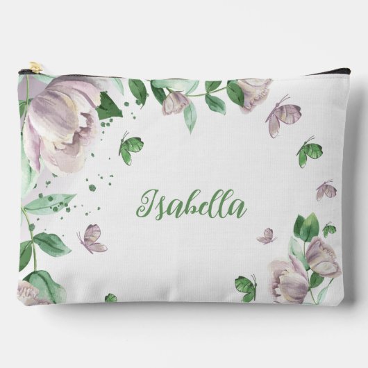 paarse bloemen groene vlinders etui (Voorkant)