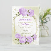 paarse bloemen groener geometrische verjaardagsfee kaart (Staand voorkant)