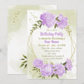 paarse bloemen groener geometrische verjaardagsfee kaart (Voorkant / Achterkant)