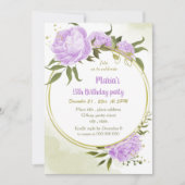 paarse bloemen groenery met verjaardagsfeest kaart (Voorkant)