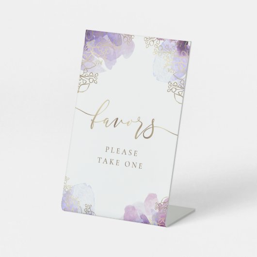 Paarse bloemen gunsten voetstuk teken reclamebord met voetstuk (Voorkant)