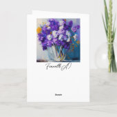   paarse bloemen HALLO | Kaart (Achterkant)