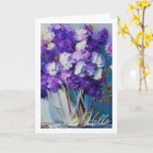   paarse bloemen HALLO | Kaart (Gele Bloem)