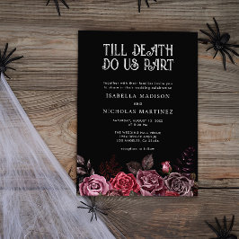 Paarse Bloemen Halloween Gotische bruiloft Kaart