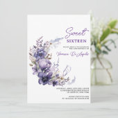  Paarse Bloemen Halve Cirkel Krans Verjaardag Kaart (Staand voorkant)