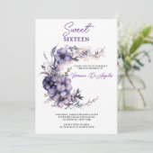  Paarse Bloemen Halve Cirkel Krans Verjaardag Kaart (Staand voorkant)