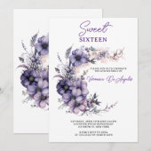  Paarse Bloemen Halve Cirkel Krans Verjaardag Kaart (Voorkant / Achterkant)