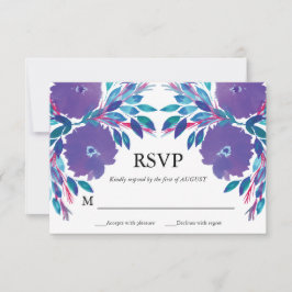 Paarse Bloemen Handgeschilderde RSVP Kaart