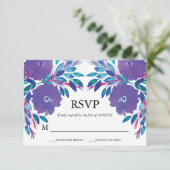 Paarse Bloemen Handgeschilderde RSVP Kaart (Staand voorkant)