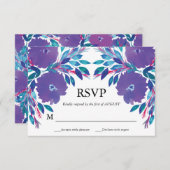 Paarse Bloemen Handgeschilderde RSVP Kaart (Voorkant / Achterkant)