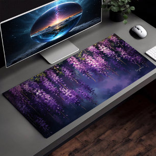 Paarse bloemen hangend aan een boom violette bloem bureaumat