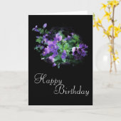 paarse bloemen Happy Birthday Kaart Design 1 (Gele Bloem)