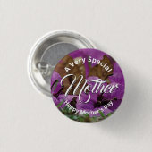 Paarse Bloemen HAPPY MOEDERDAG Church Give-away Ronde Button 3,2 Cm (Voorkant /achterkant)